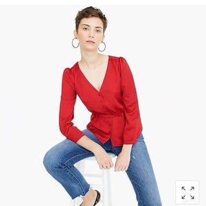 ❣️J. Crew Satin Crepe Peplum Top Size Tall 12 ❣️Valentine’s Day ❤️